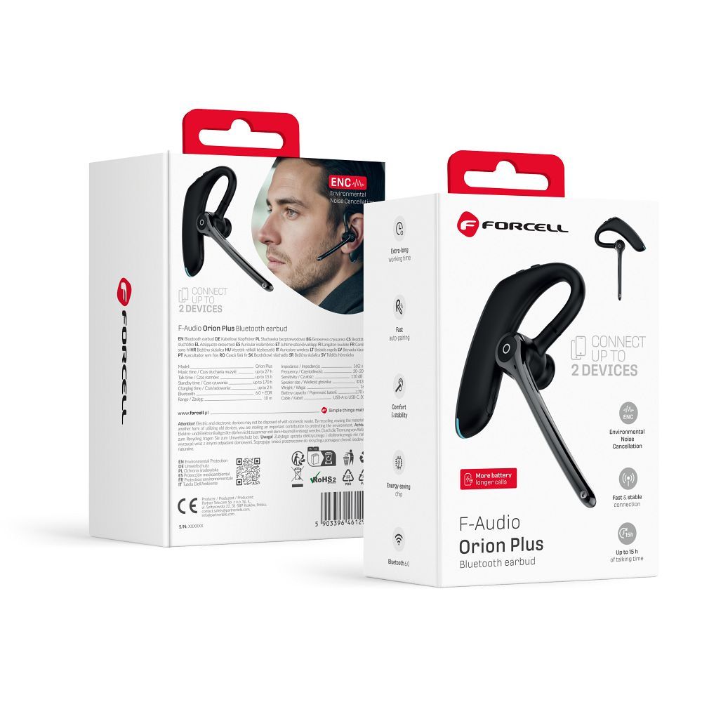 Belaidė laisvų rankų įranga Forcell (ENC, Multipoint, BT 6.0 + EDR, 170mah) Orion Plus