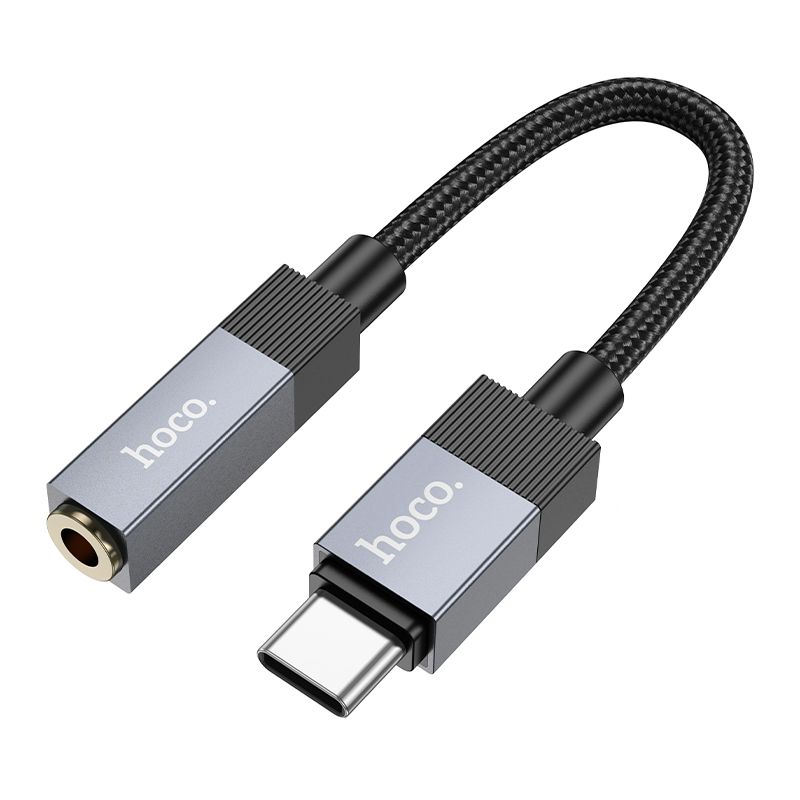 Adapteris AUX USB C (vyriškasis) į Jack 3,5 mm (moteriškasis) Hoco UPA32C juodas