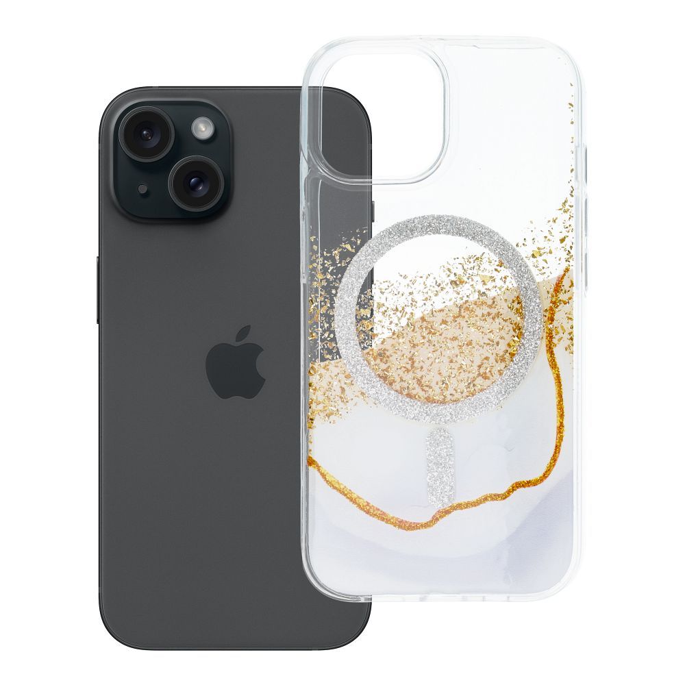 Su MagSafe suderinamas Golden dėklas iPhone 15, baltas