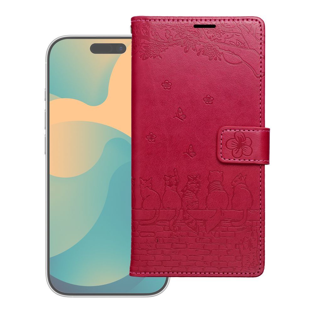 Atverčiamas dėklas skirtas Samsung A27 Mezzo Book katės raudonas
