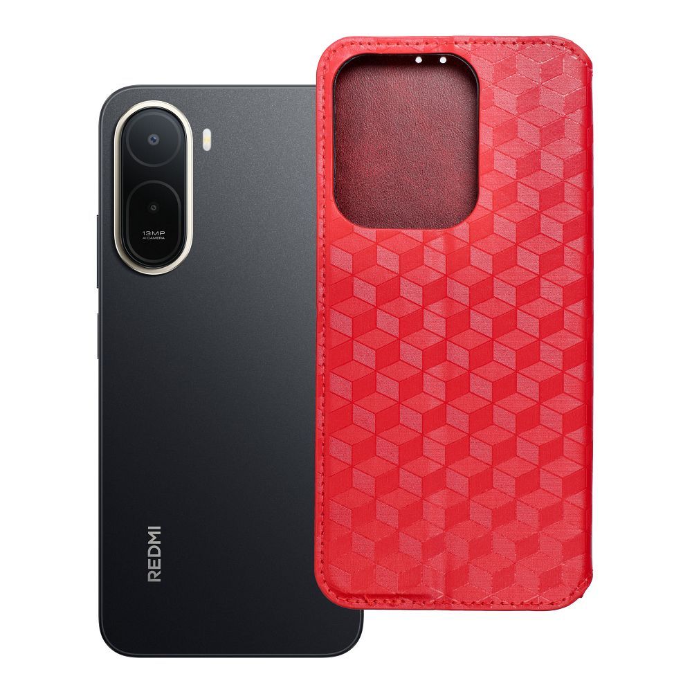 Atverčiamas dėklas Xiaomi Redmi A7 PRO Cubic Book, raudonas