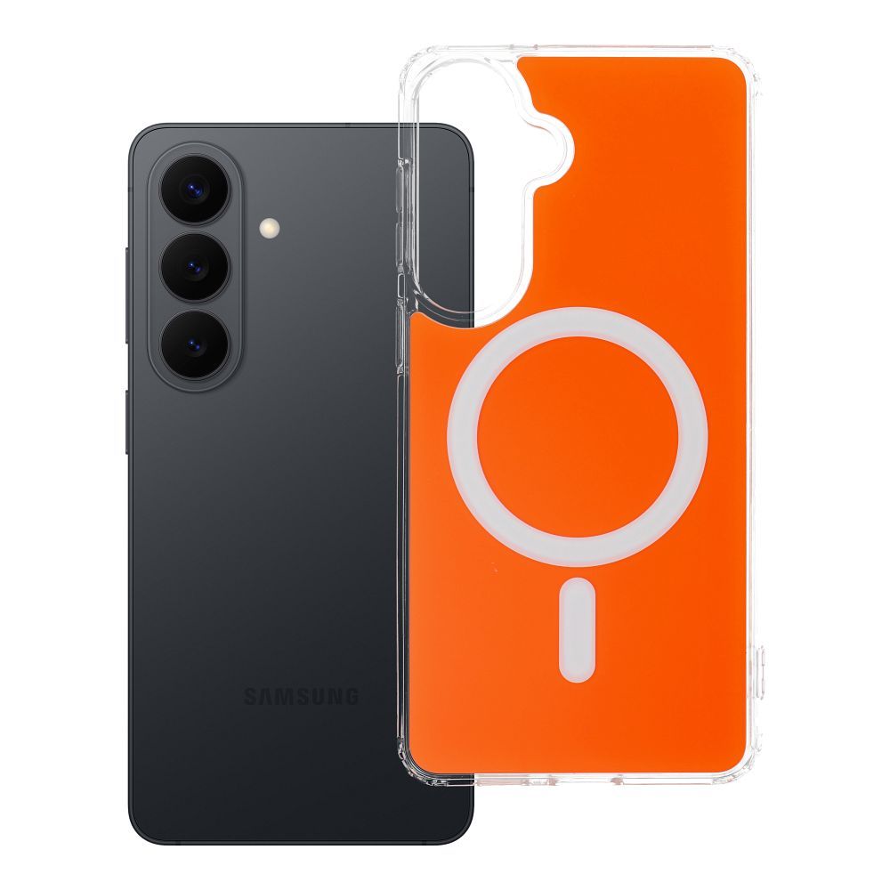 Dėklas Samsung S26 PLUS Clear Fusion Mag Cover suderinamas su MagSafe hermes oranžinis