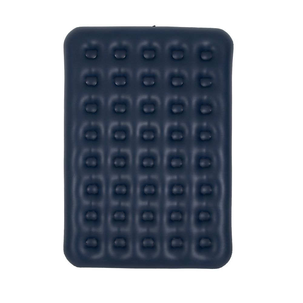 Inflatable double travel mattress with velvet finish + inflating pump 67002 blue