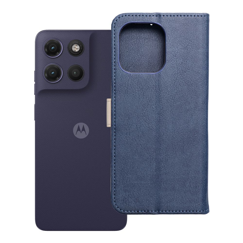Atverčiamas dėklas Motorola G17 Split Book, tamsiai mėlynas ir kreminis
