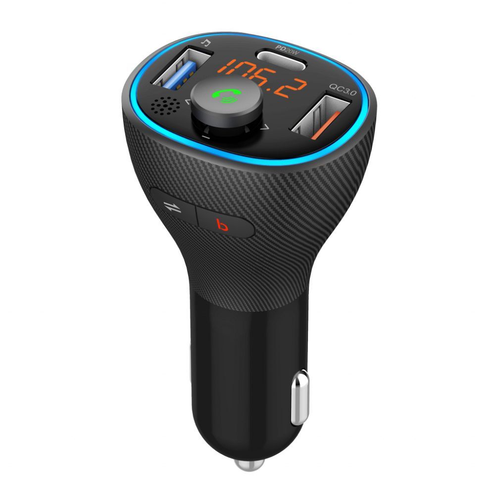 ART FM transmiteris bluetooth 5.0 + USB A QC3.0 + Typ C (iš viso 30W) FM-73 juodas