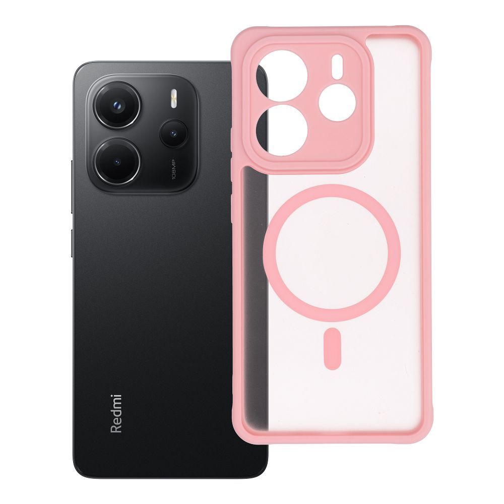FULL MATTE MAG COVER magnetinis dėklas telefonui, suderinamas su MagSafe, skirtas XIAOMI REDMI NOTE 14 5G, šviesiai rožinis
