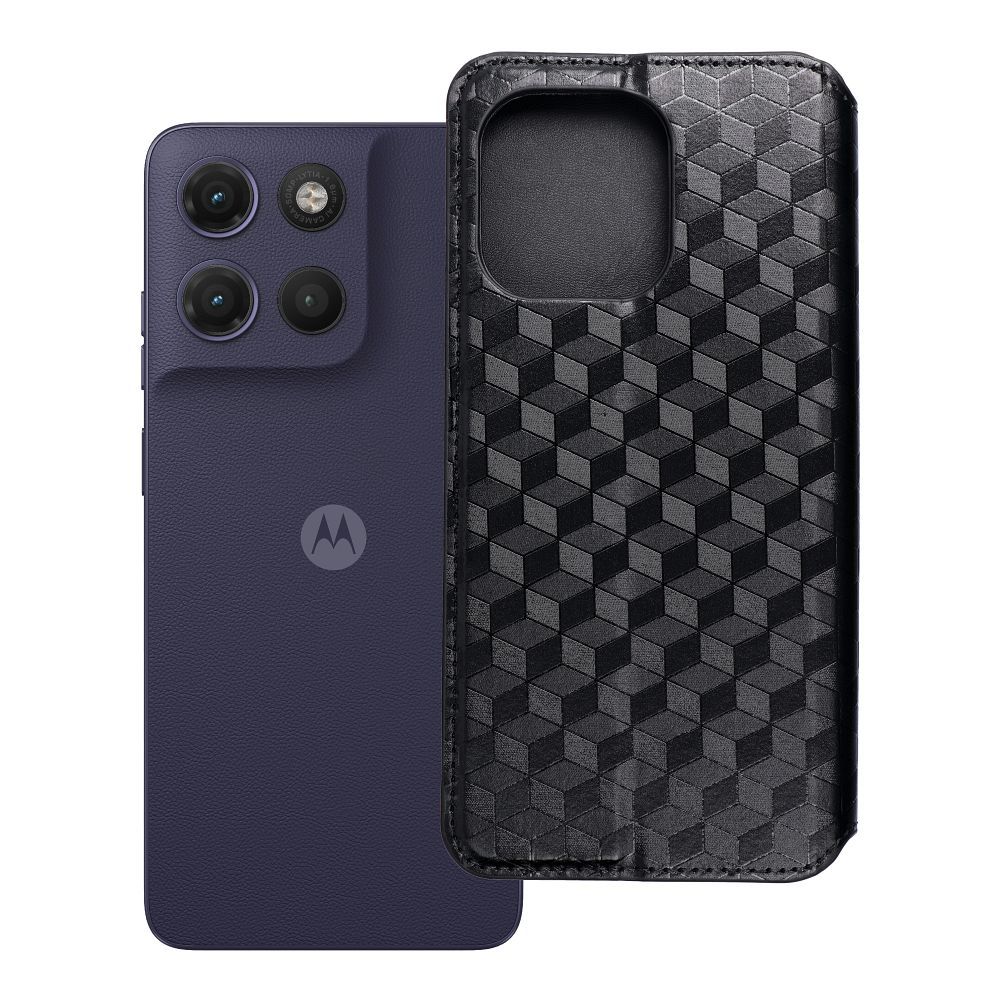 Atverčiamas dėklas Motorola G17 Cubic Book, juodas