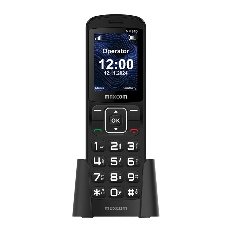 Mobile Phone - MAXCOM MM 34D 4G BLACK + charging dock