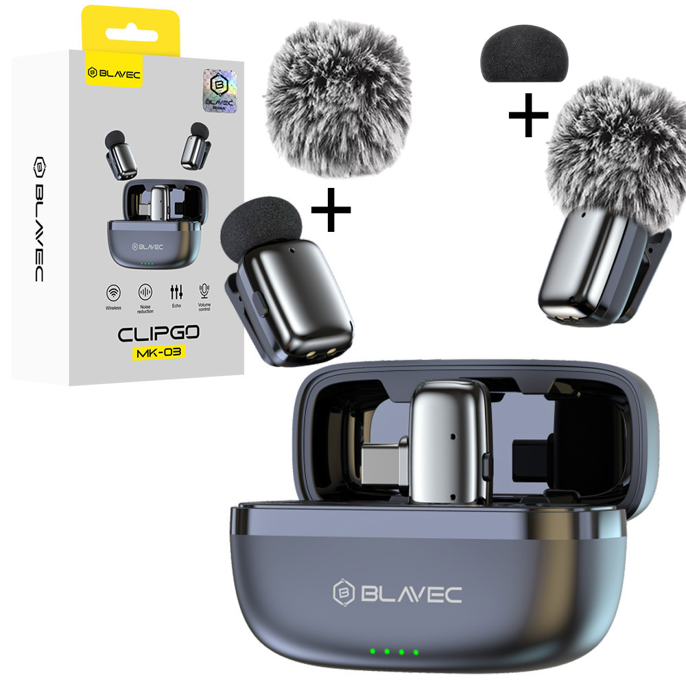 Blavec Lavalier Microphones x 2 MK-03 ClipGo Type C (LMMK03-S) silver