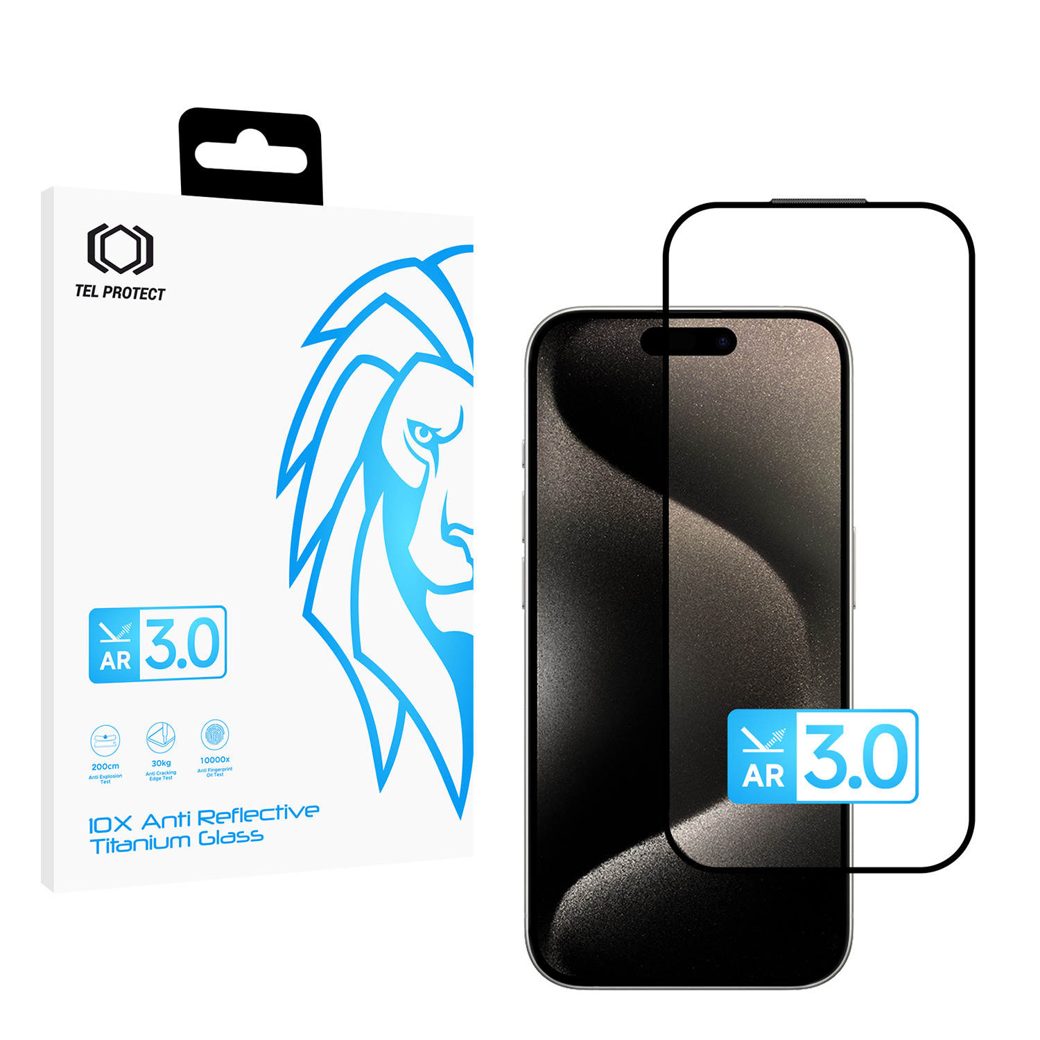 Grūdintas stiklas Tel Protect 10X AR 3.0 AntiReflective Titanium skirtas Iphone 15 Pro Max