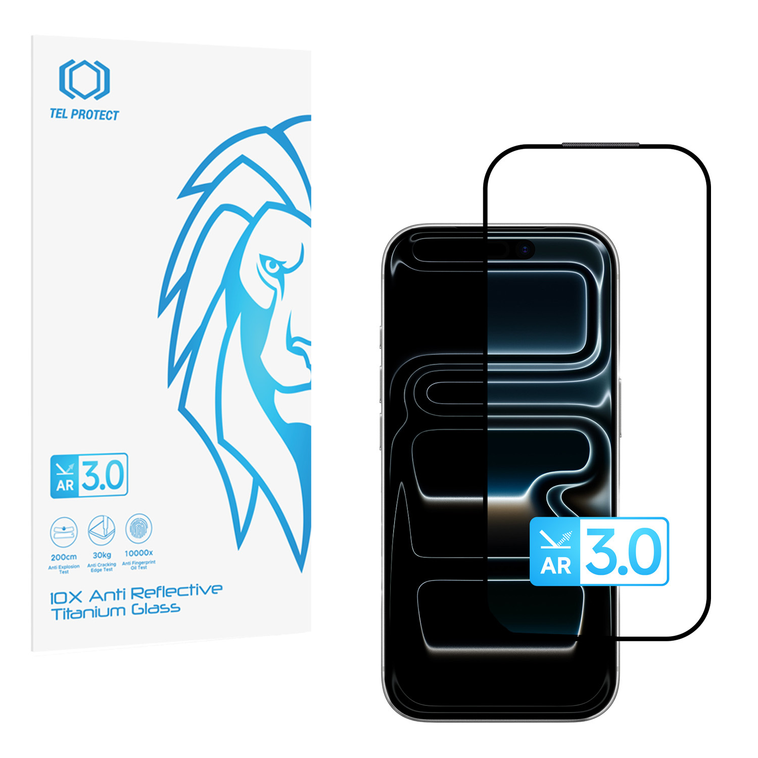 Grūdintas stiklas Tel Protect 10X AR 3.0 AntiReflective Titanium skirtas Iphone 17 Pro Max (vokas)
