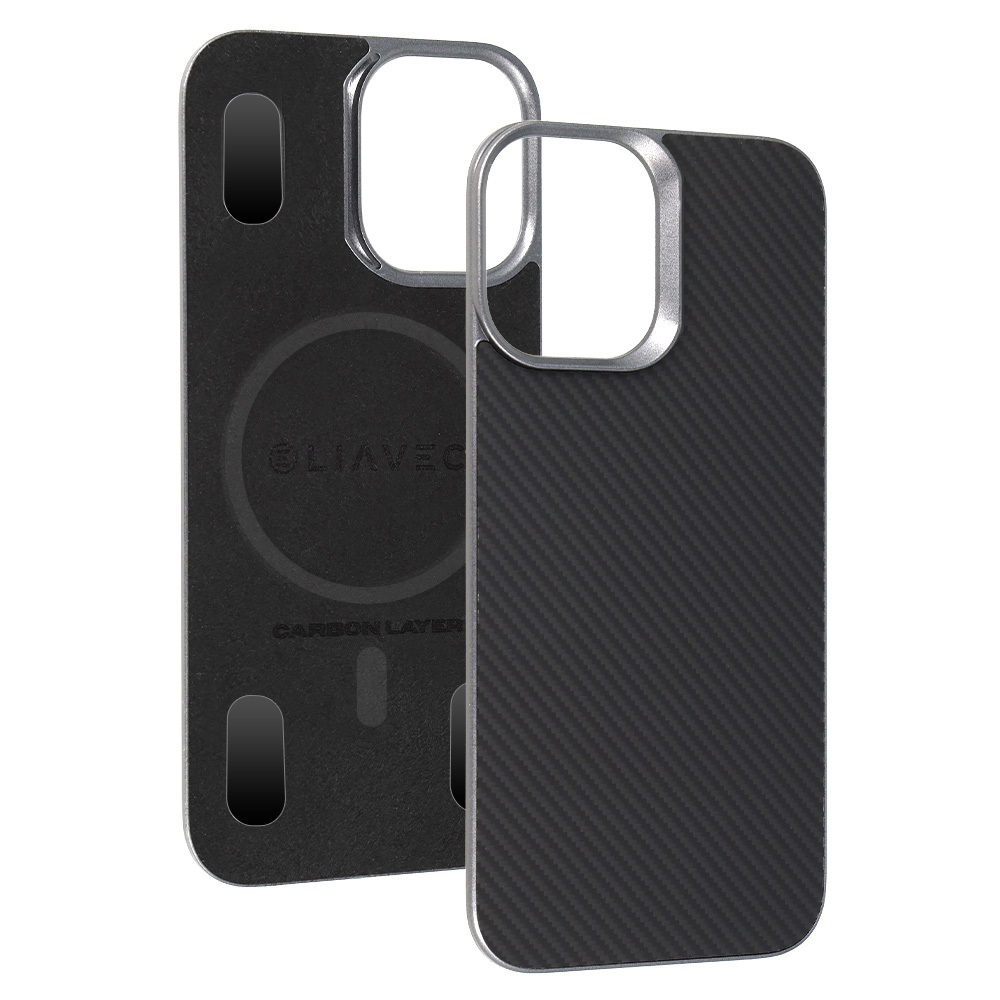 Liavec Carbon Layer Magsafe Aramid Fiber Cover for Iphone 17 black