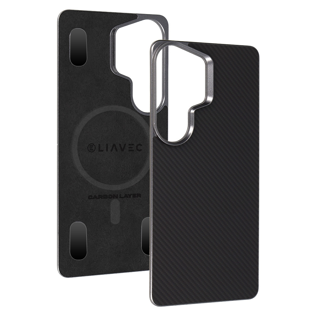 Liavec Carbon Layer Magsafe Aramid Fiber Cover for Samsung Galaxy S26 Ultra black