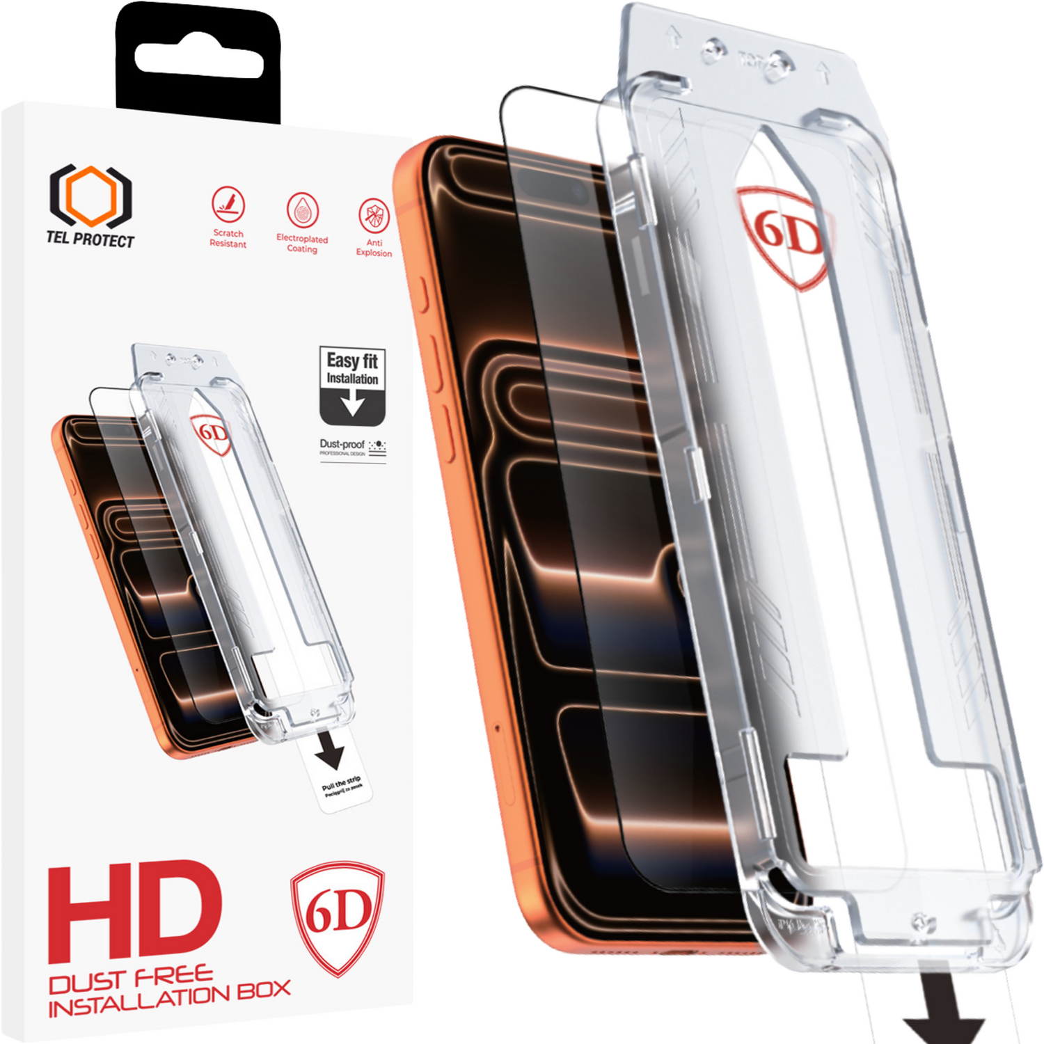 Tel Protect Dust-Free Easy Fit Full Glue 6D grūdintas stiklas skirtas Iphone 17 Pro Max juodas