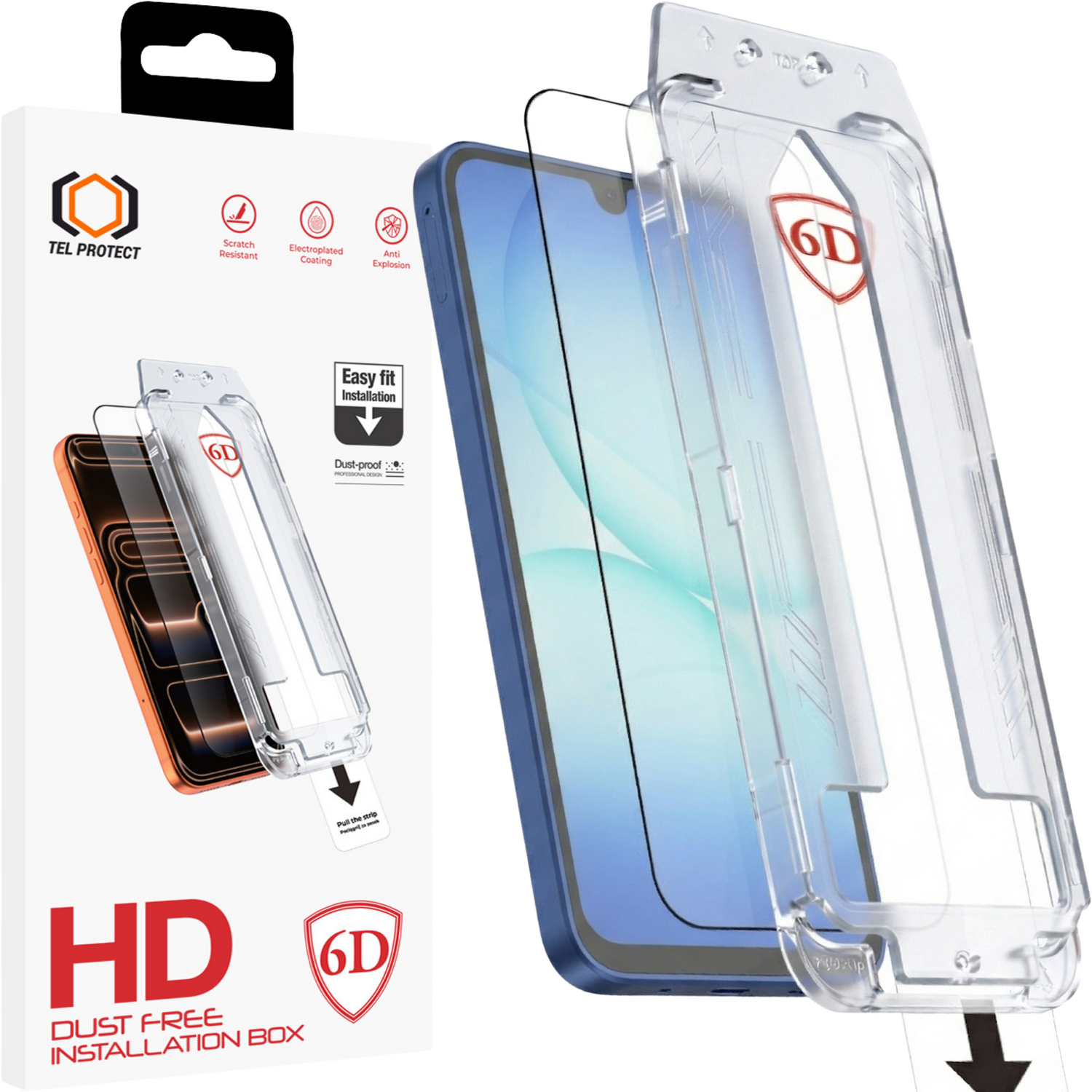 Tel Protect Dust-Free Easy Fit Full Glue 6D grūdintas stiklas skirtas Samsung Galaxy A16/A17 4G/5G juodas