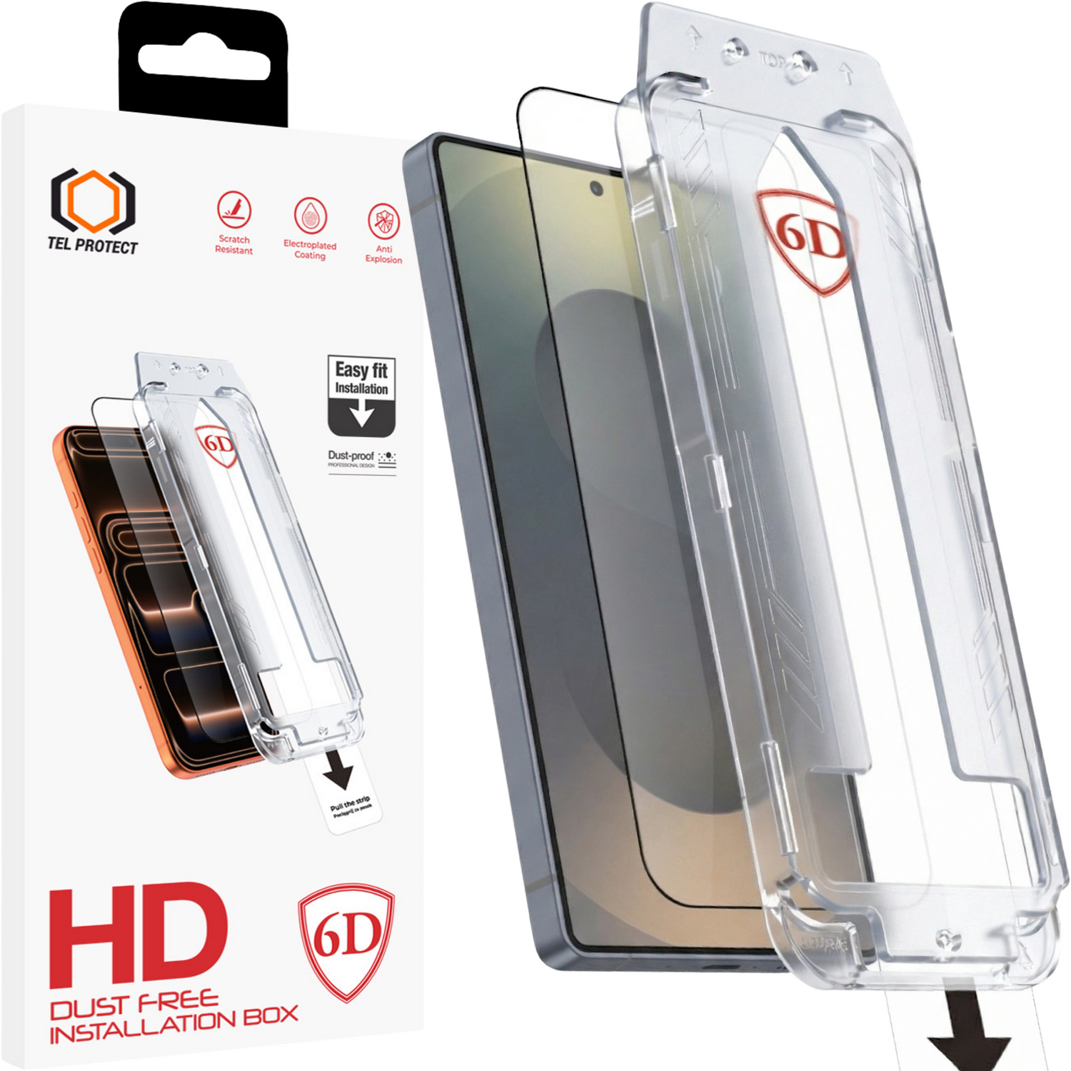 Tel Protect Dust-Free Easy Fit Full Glue 6D grūdintas stiklas skirtas Samsung Galaxy S25 Ultra juodas (su piršto atspaudo atrakinimu)