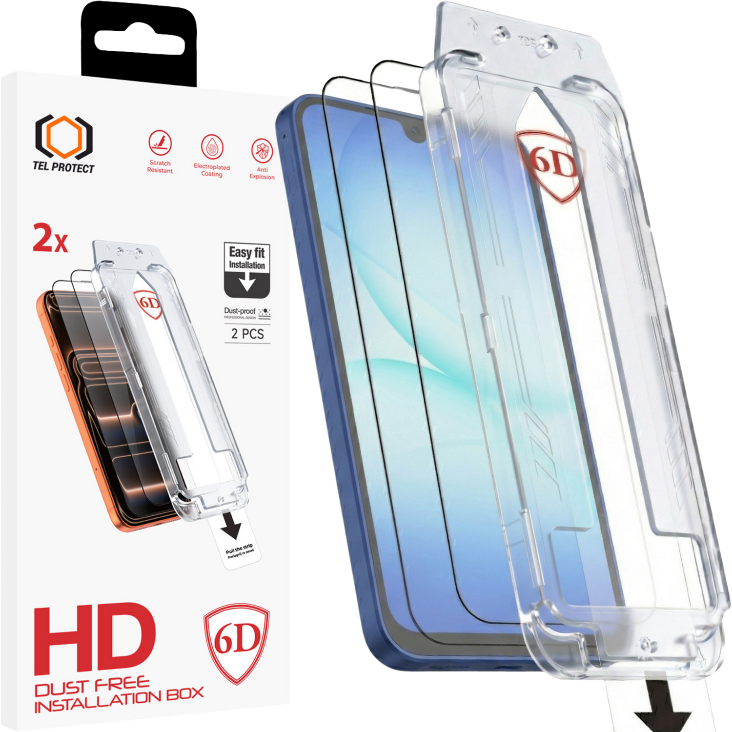 Tel Protect Dust-Free Easy Fit Full Glue 6D grūdintas stiklas skirtas Samsung Galaxy A16/A17 4G/5G juodas - 2 vnt.