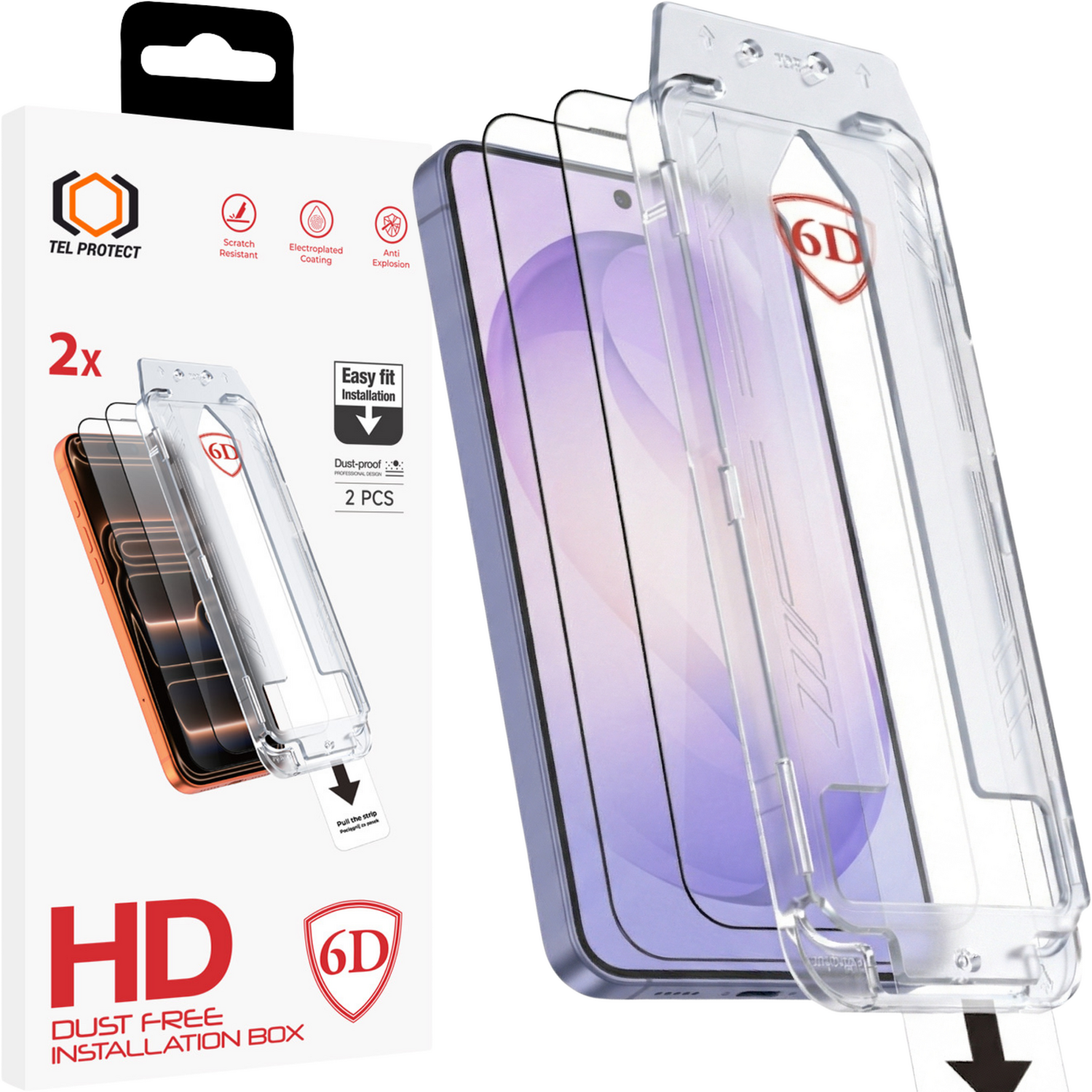 Tel Protect Dust-Free Easy Fit Full Glue 6D grūdintas stiklas skirtas Samsung Galaxy S26 Ultra juodas (su piršto atspaudo atrakinimu) - 2 vnt.