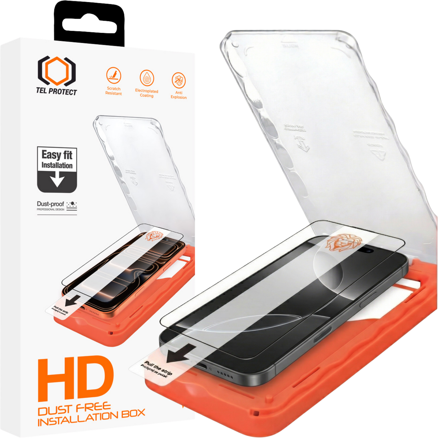 Tel Protect Dust-Free Easy Fit HD Titan grūdintas stiklas skirtas Iphone 15 Pro juodas