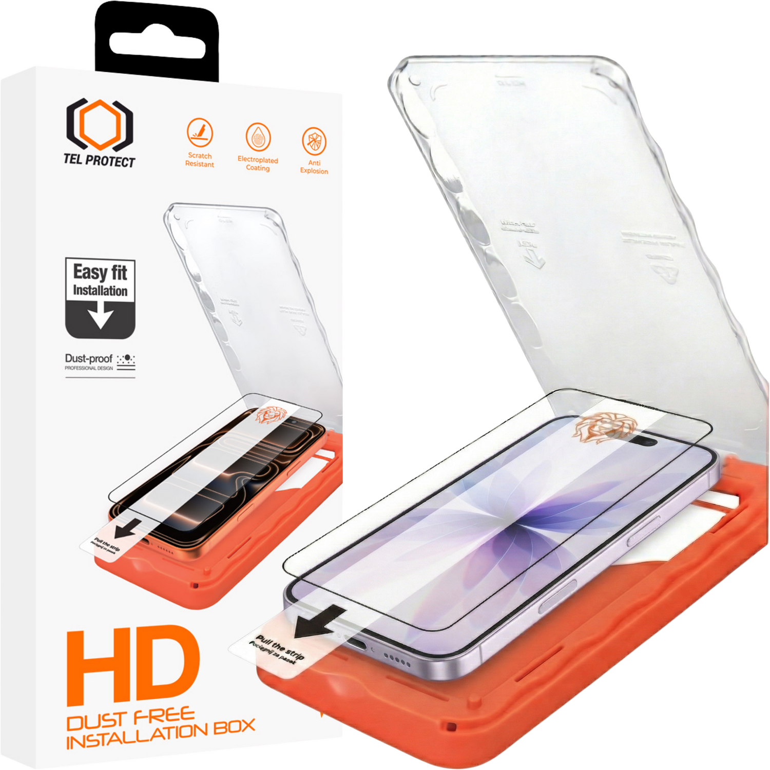 Tel Protect Dust-Free Easy Fit HD Titan grūdintas stiklas skirtas Iphone 16 Pro/17 juodas