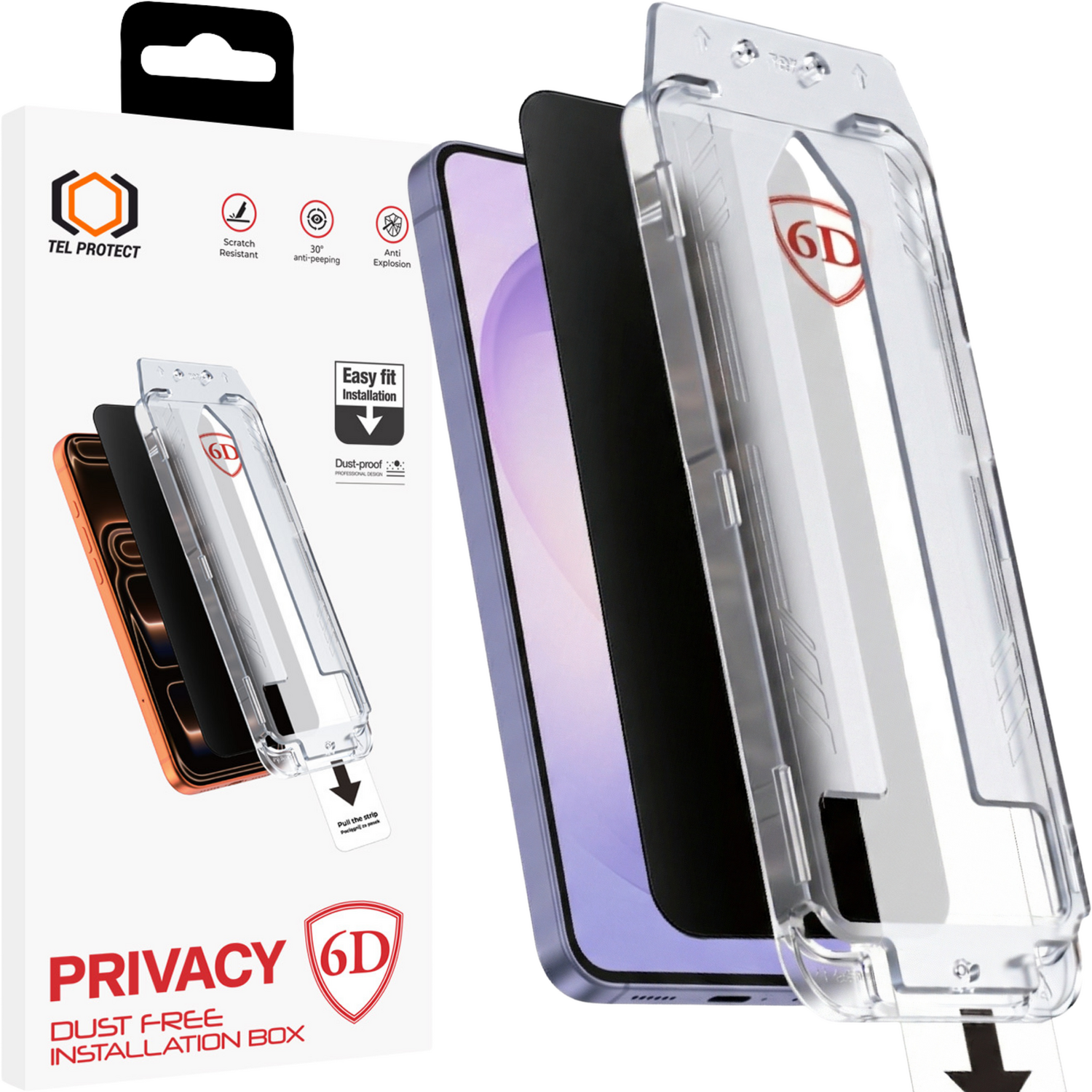 Tel Protect Dust-Free Easy Fit Privacy Full Glue 6D grūdintas stiklas skirtas Samsung Galaxy S25 Ultra juodas (su piršto atspaudo atrakinimu)