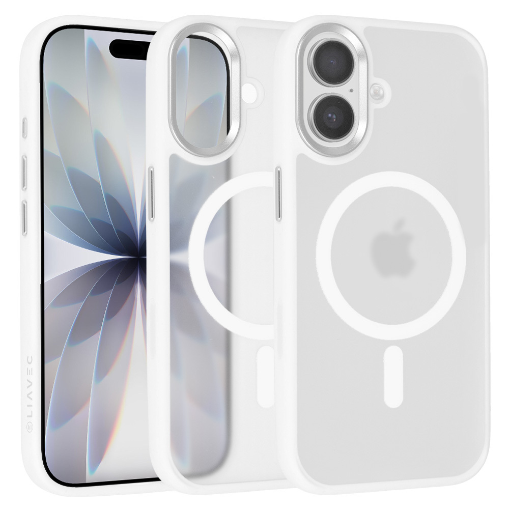 Liavec Cloudy Case with Metal Camera Frame for Iphone 17 white (Camera Control Button)