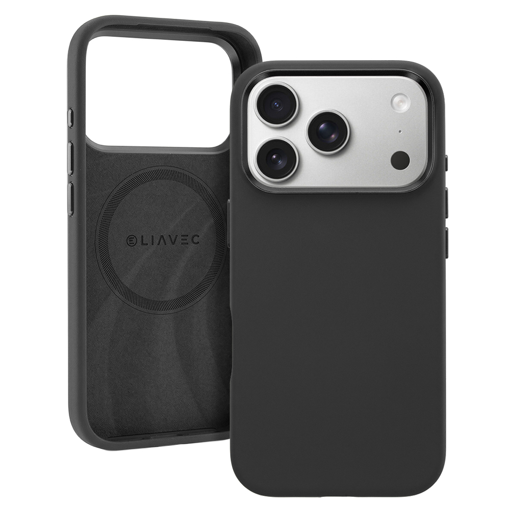 Liavec Silky dėklas su metaliniu kameros rėmeliu, skirtas Iphone 17 Pro juodas