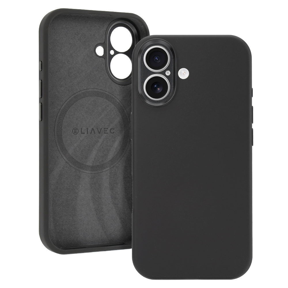 Liavec Silk Shield Case with Metal Camera Frame for Iphone 17 black