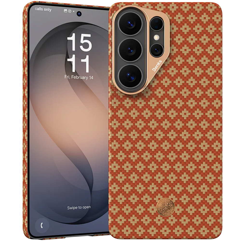 Benks Magnetic Armor Air Armor Grid Kevlar Case Metal Frame 600D (C.K.FL.SA.GD.A050) for Samsung Galaxy S26 Ultra orange
