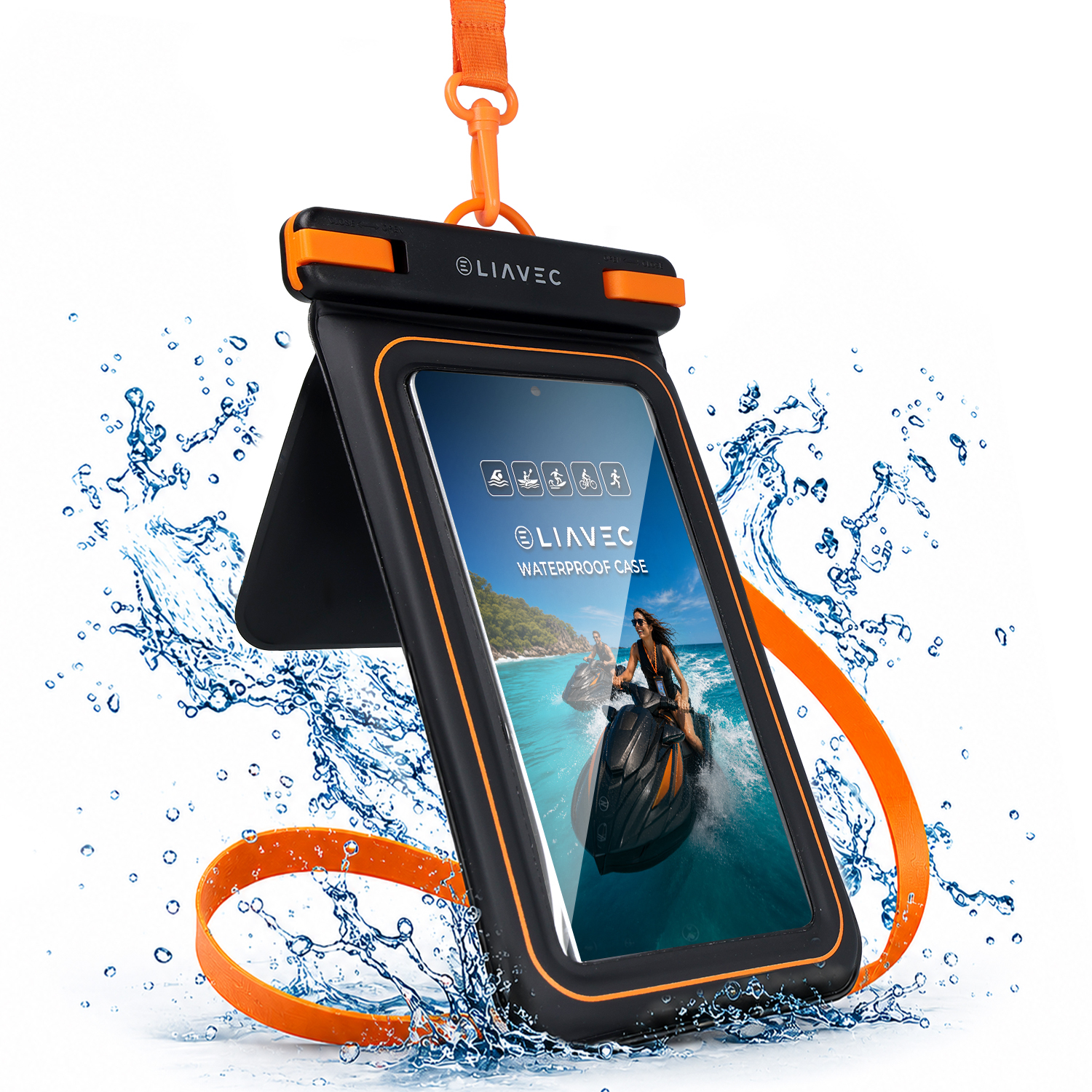 Liavec Aqua universalus vandeniui atsparus dėklas su oro pagalve ir kišene