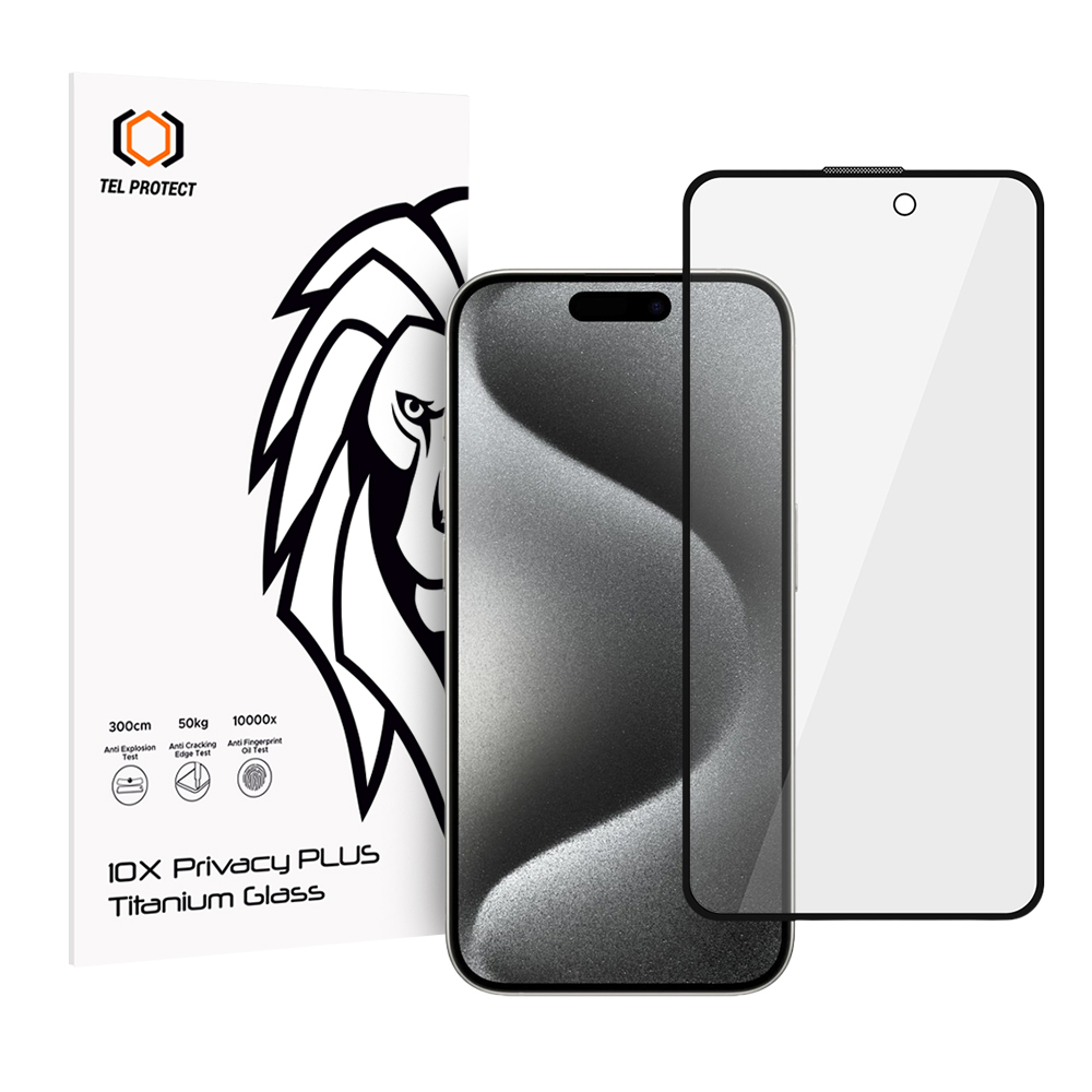 Закаленное стекло Tel Protect 10X Privacy Plus Titanium для Iphone 16 Pro/17 (конверт)