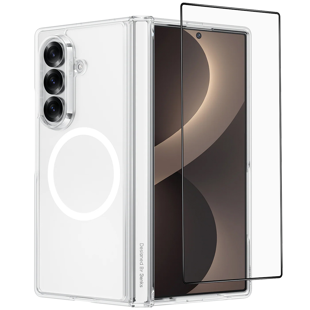 Benks Magnetic Crystal Grand Combo dėklas (C.K.JC.SA.00.0051), skirtas Samsung Galaxy Z Fold 8 Ultra (lanksto dėklas + priekinis dėklas + ekrano apsauga)