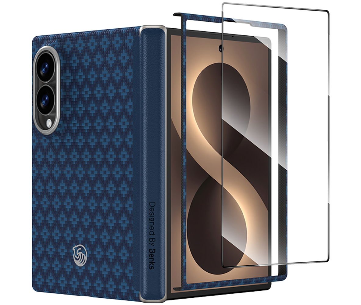 Benks Magnetic Armor Grid Air Grand Combo dėklas (C.K.FL.SA.BE.S060), skirtas Samsung Galaxy Z Fold 8, mėlynas