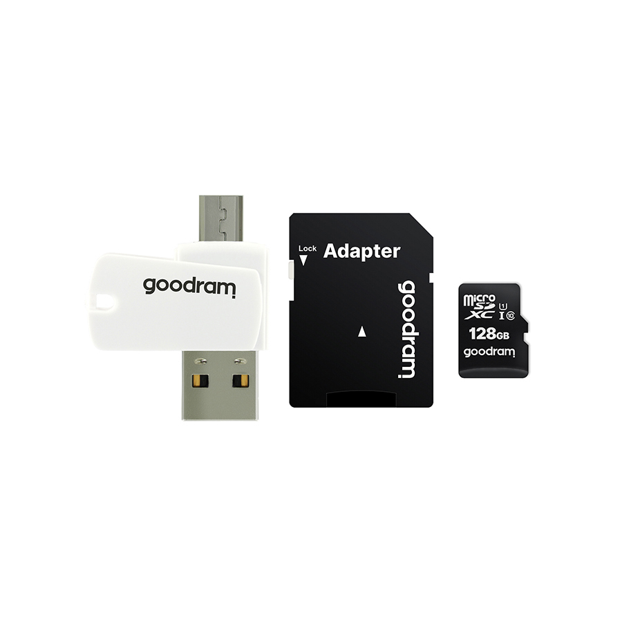 Картридер GoodRam USB A + Micro USB ALL IN ONE M1A4 + карта памяти micro SD 128GB с адаптером SD