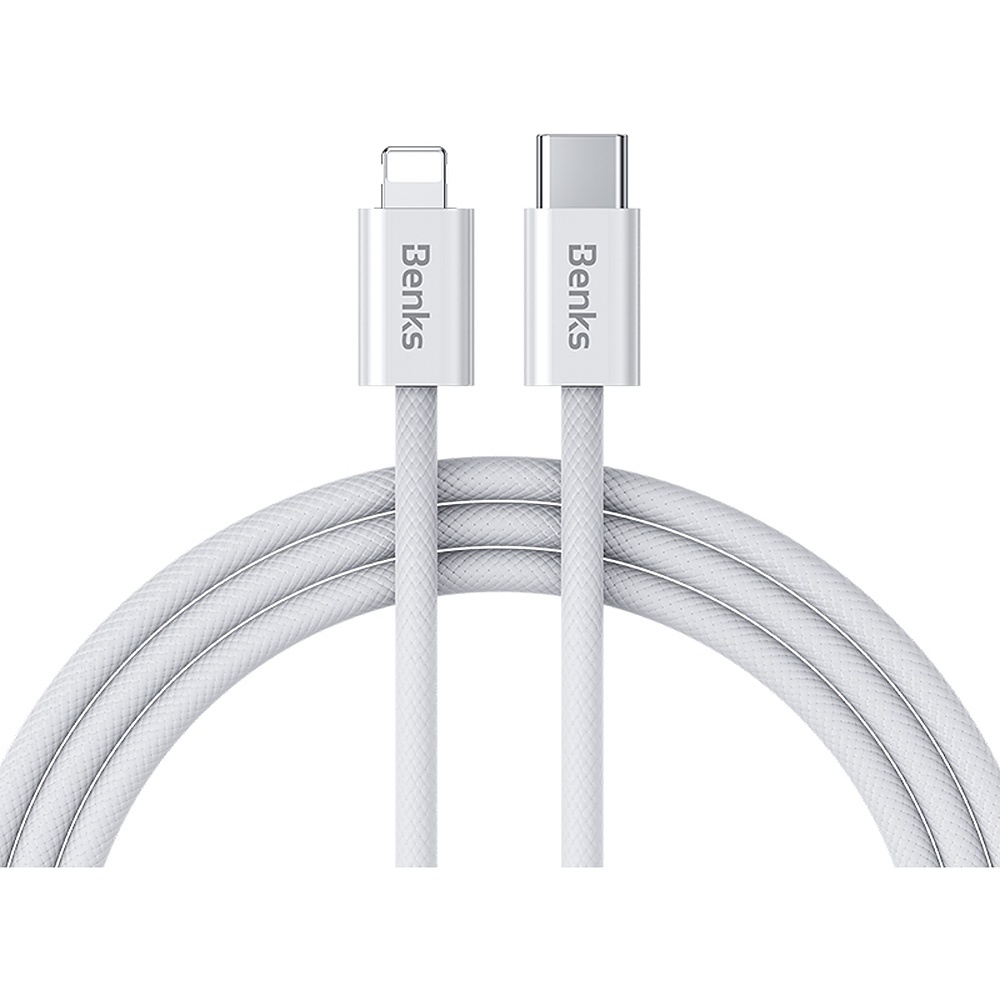 Benks Cable D46 braided (C.D.SJ.FC.WE.LA32) - Type C to Lightning - PD 27W 3A 2 metres white
