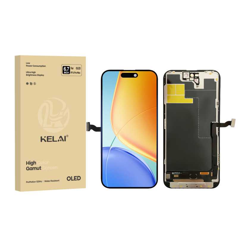 Ekranas Apple iPhone 14 Pro Max su lietimui jautriu stikliuku, KELAI OEM Soft OLED 120Hz (Removable IC)