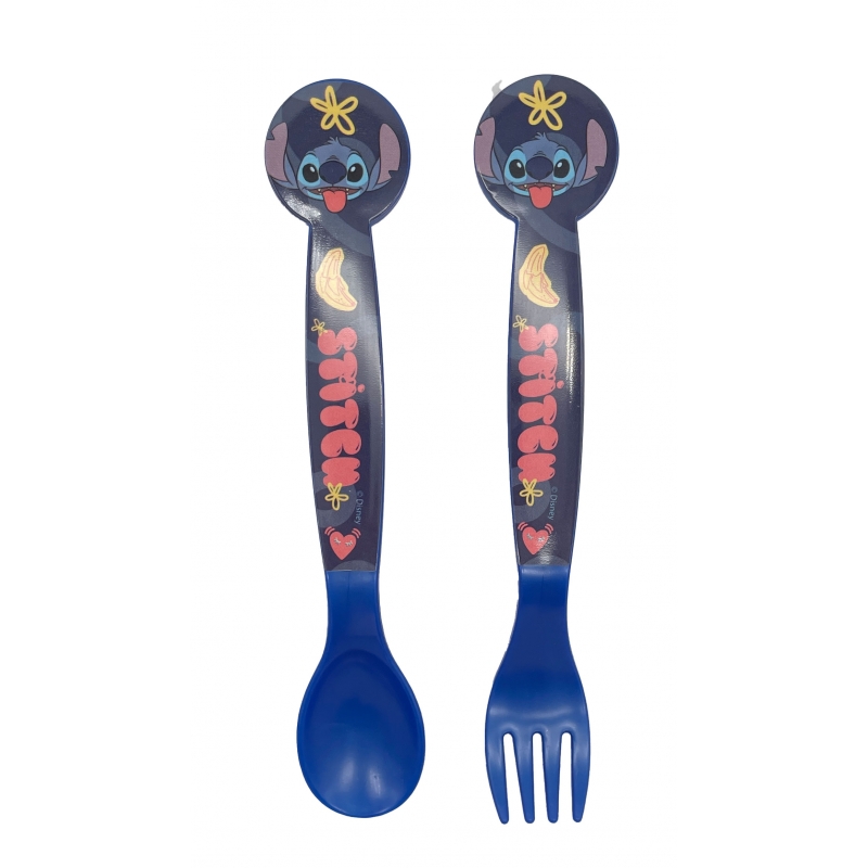 Disney Stitch Palms plastikinių stalo įrankių rinkinys su šaukštu ir šakute