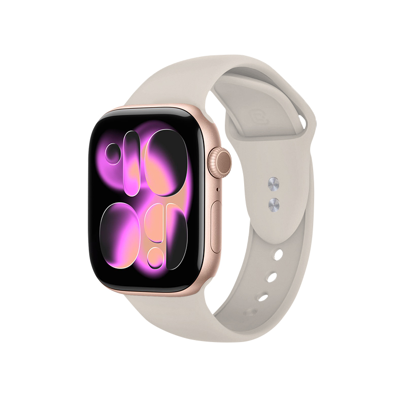 Skystojo silikono dirželis Crong Liquid, skirtas Apple Watch 38/40/41/42 mm, akmens smėlio spalvos
