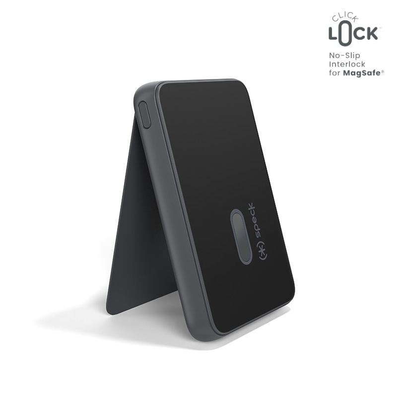 Speck StandyBank + ClickLock 5 000 mAh magnetinė išorinė baterija su atrama, iki 15 W belaidis įkrovimas, suderinama su MagSafe, juoda