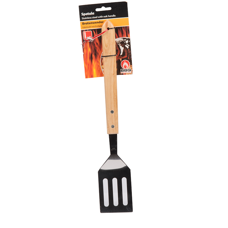 Nerūdijančiojo plieno BBQ mentelė kepsninei su ąžuoline rankena, 41 cm