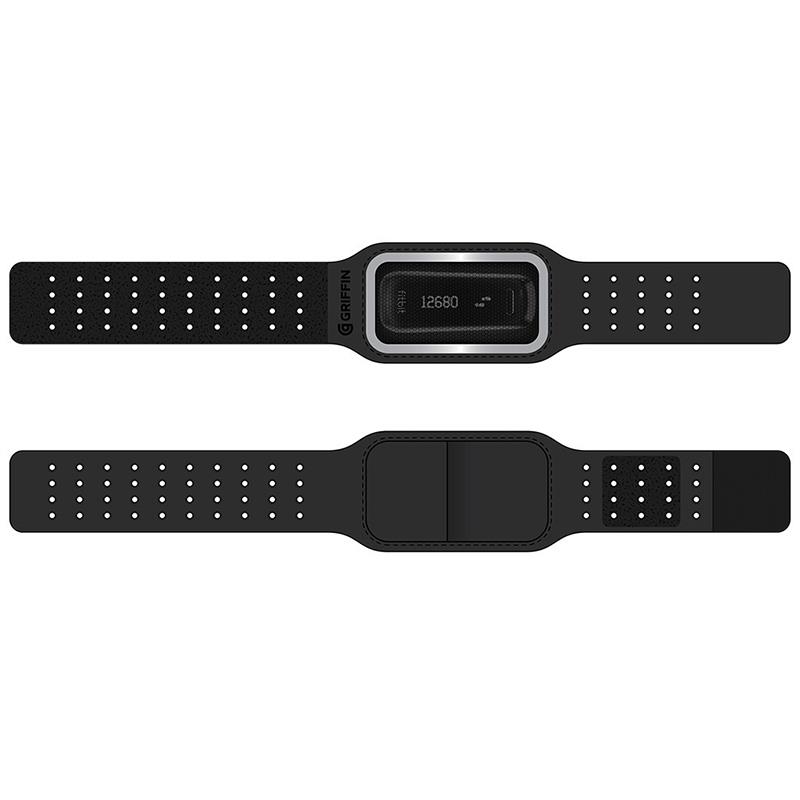 Griffin Sleep Sport riešo ir žasto juosta su kišene aktyvumo sekikliui bei prailginimu, skirta Fitbit, Misfit ir Sony sekikliams, juoda