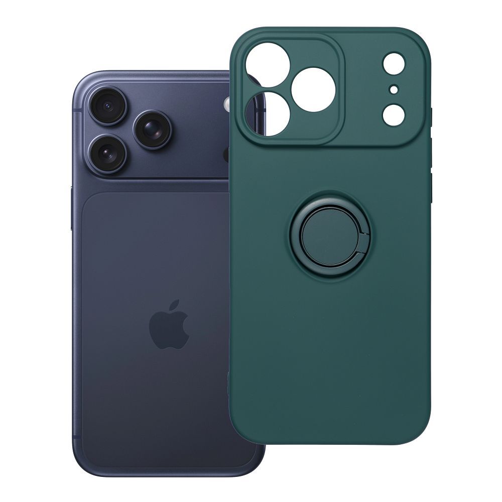 Silikoninis „Ring“ dėklas, skirtas „iPhone 17 Pro Max / 18 Pro Max“ – žalias