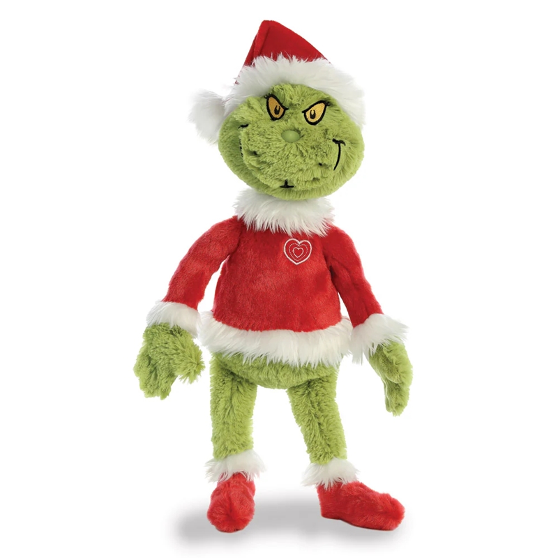 Grinch ekologiškas pliušinis žaislas su Kalėdų Senelio kostiumu, 43 cm