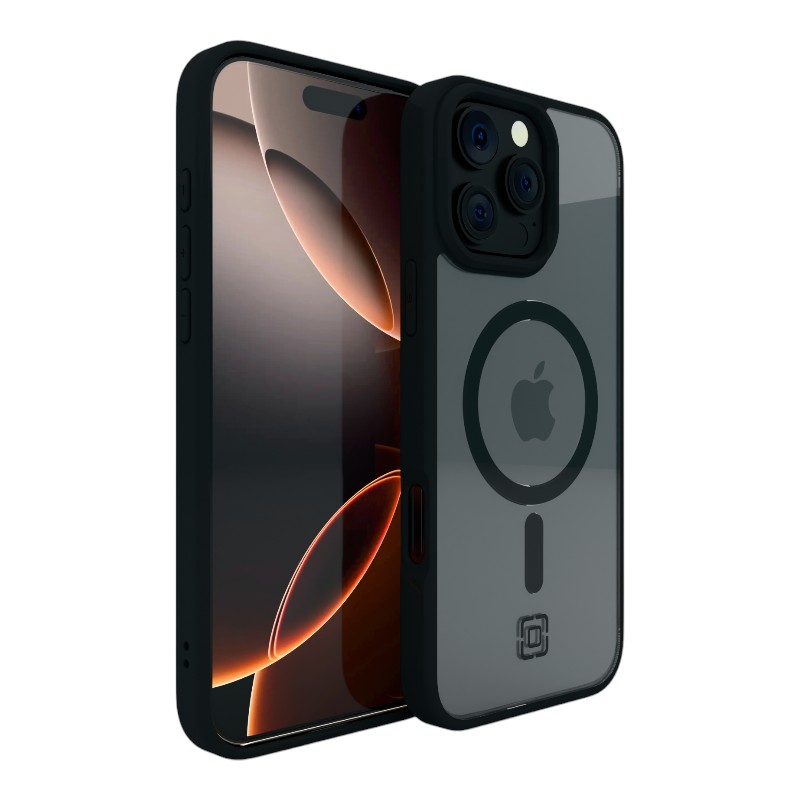 Incipio Velocity dėklas su MagSafe, skirtas iPhone 16 Pro Max, skaidrus su juodu rėmeliu
