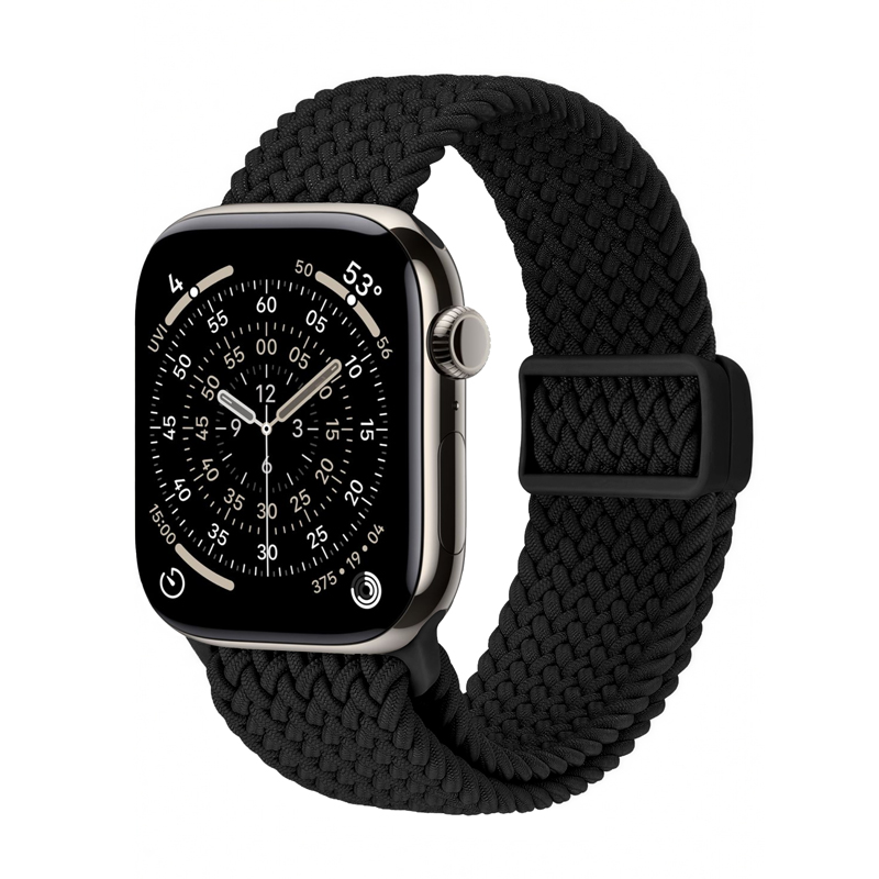Crong Wave Band pintas Apple Watch dirželis, 44/45/46/49 mm, juodas