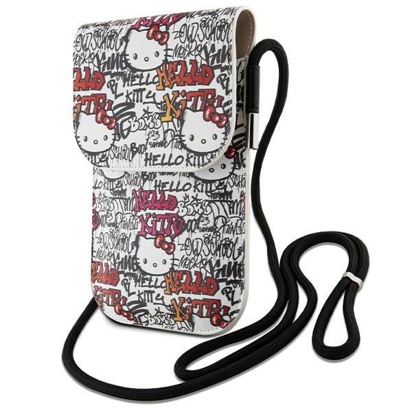 Hello Kitty Leather Tags Graffiti rankinė per petį – smėlio spalvos