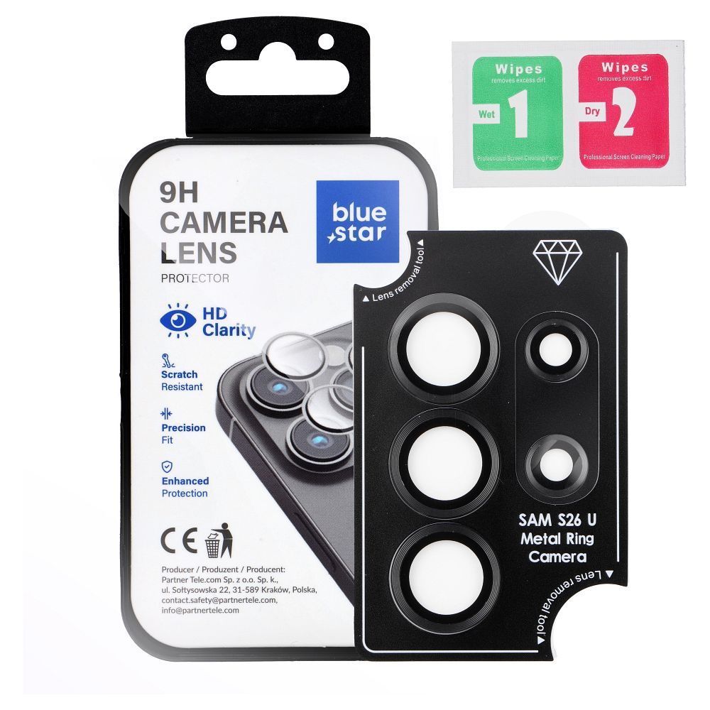Tempered Glass Camera Lens Protector for Samsung S26 ULTRA Blue Star Easy Install black