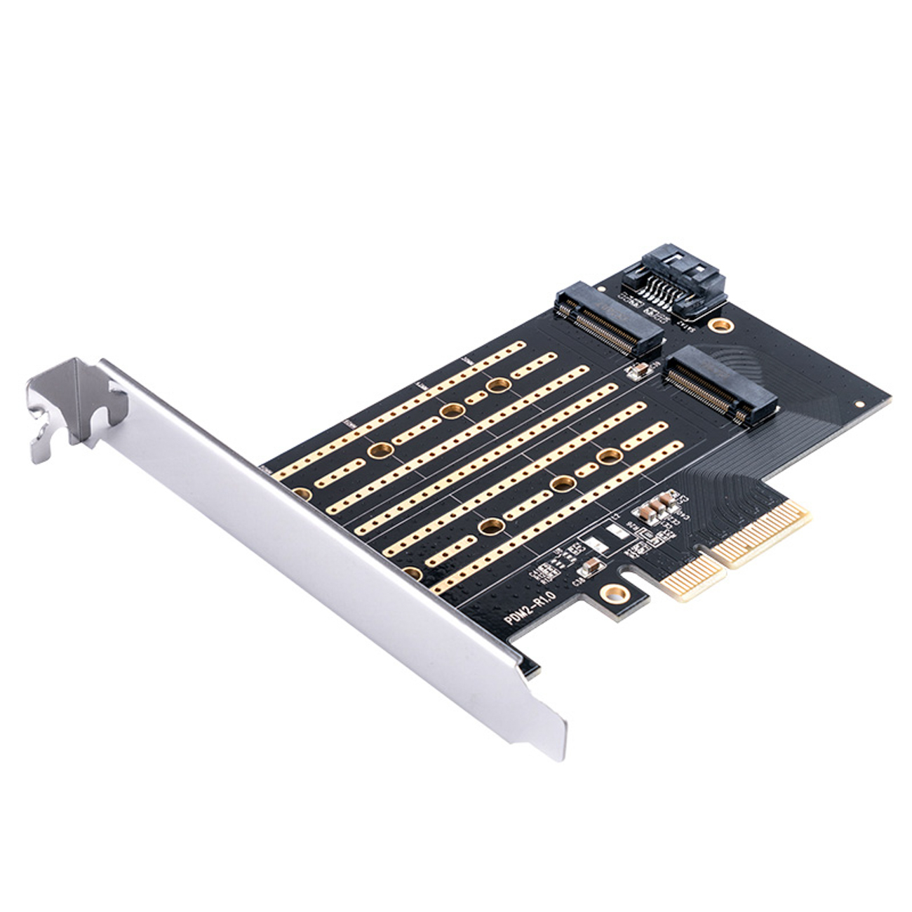 Orico PDM2 PCIe išplėtimo plokštė 3.0 ×4, skirta M.2 NVMe ir SATA diskams – juoda
