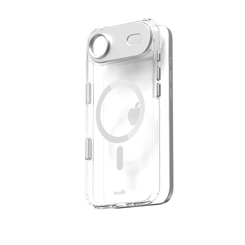 Moshi iGlaze MagSafe dėklas, skirtas iPhone Air, „Luna Silver“ spalvos