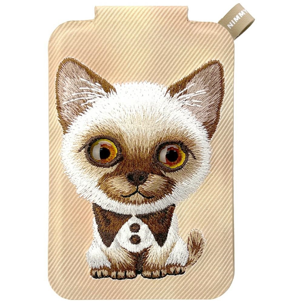 Nimmy New Big-Eye Cute Pets 2.0 Cat magnetinis „MagSafe“ kortelių dėklas telefonui su stovu – rudas